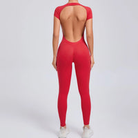 Yoga Jumpsuit with Breathable & Flexible Design - Luna-Red-S-State of Style