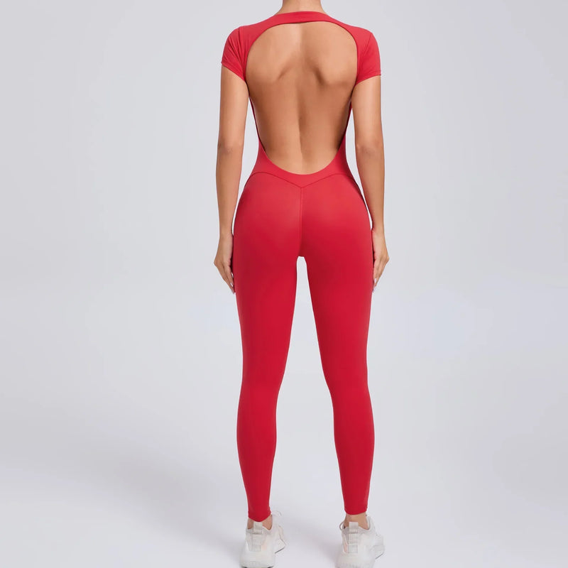 Yoga Jumpsuit with Breathable & Flexible Design - Luna-Red-S-State of Style