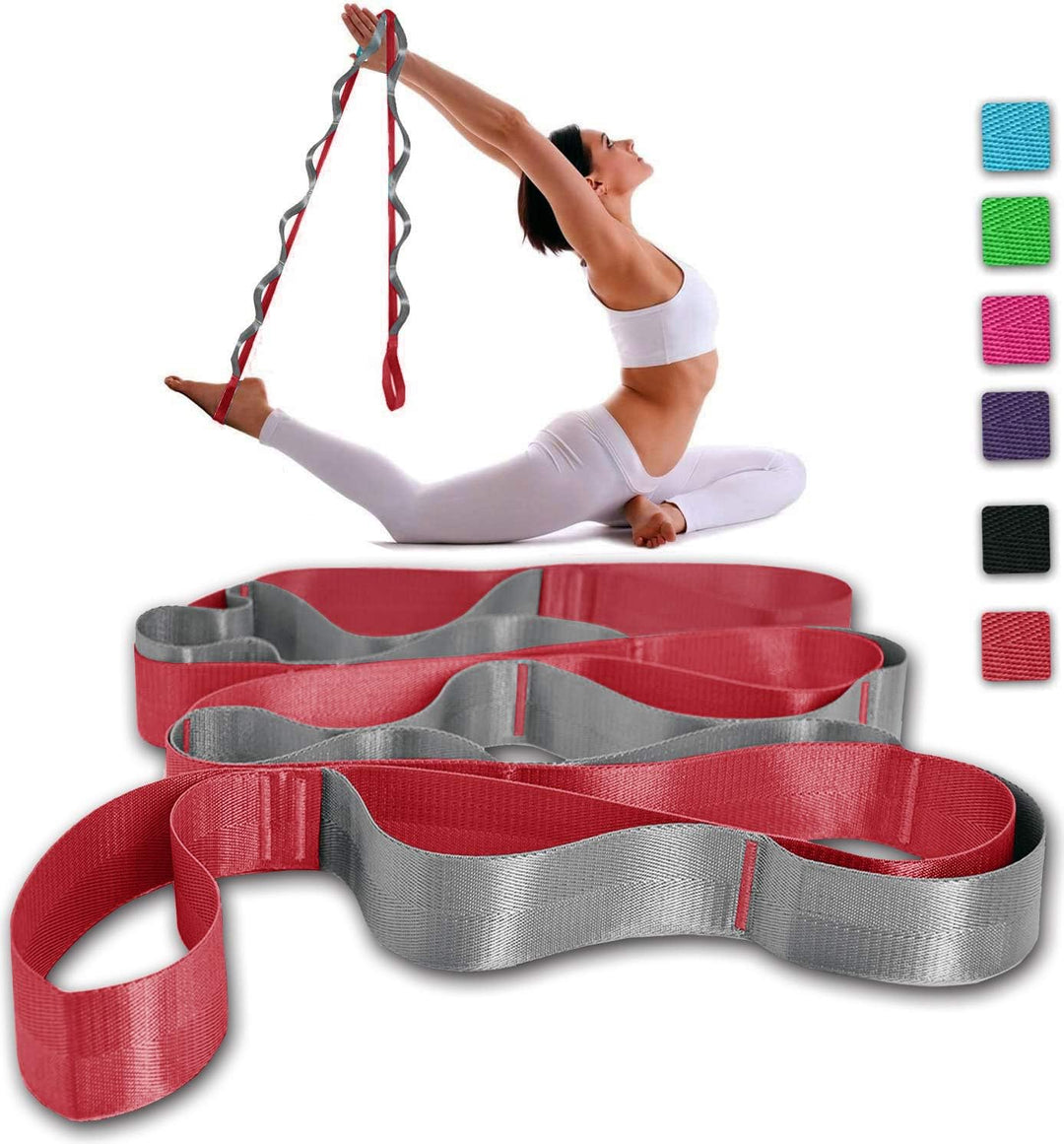 Yoga Stretch Band with 12 Loops-Black-State of Style
