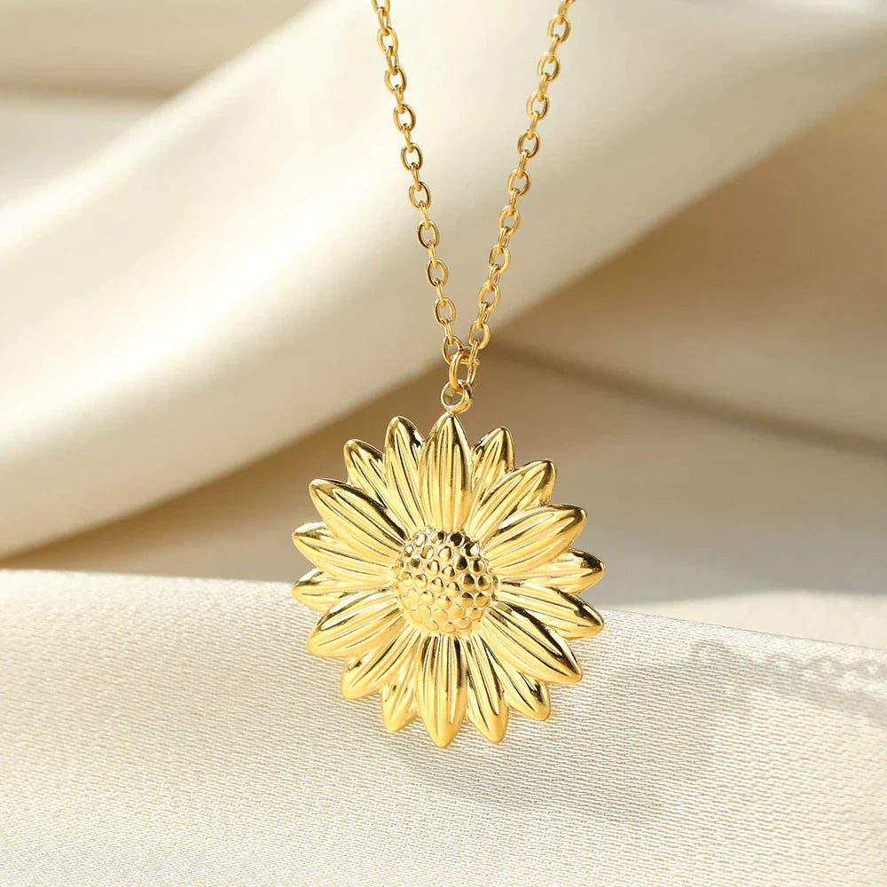"You're My Sunshine" Sunflower Locket Necklace-2x Silver-State of Style