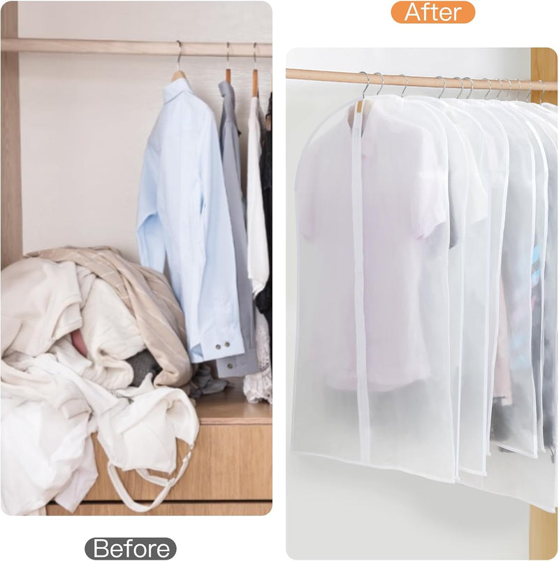 PEVA Garment Cover Set – 24-Pack Hanging Garment Covers in 3 Sizes