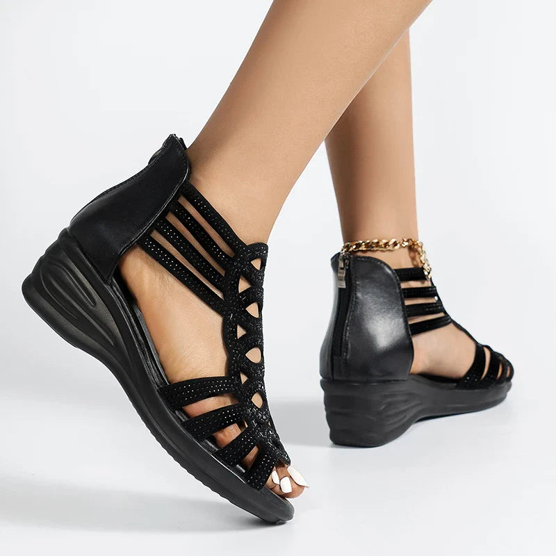 Zara - Orthopedische Zwarte Elegante Sandalen-Black-5-State of Style