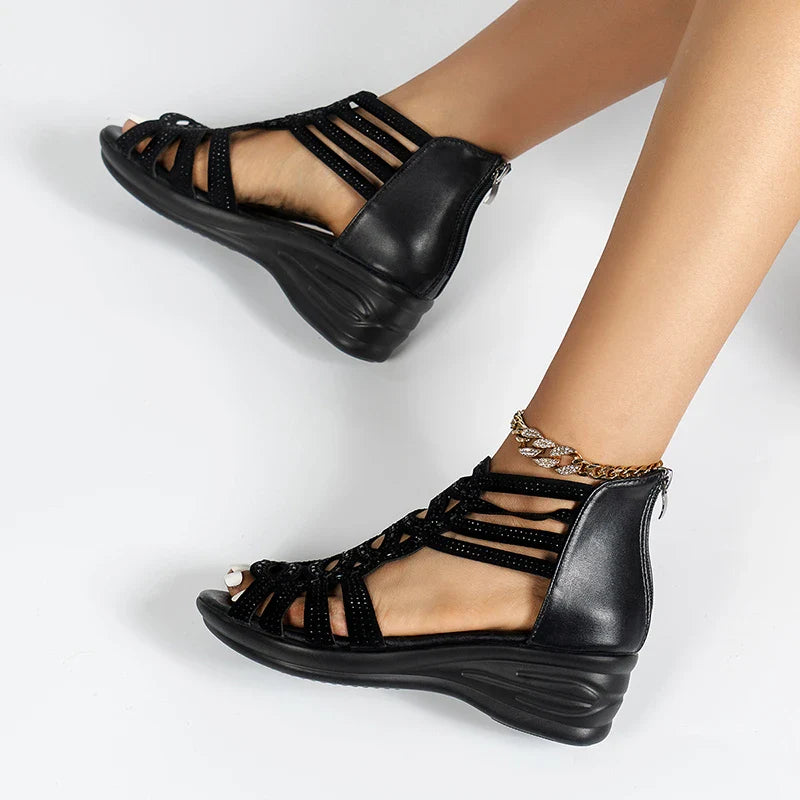 Zara - Orthopedische Zwarte Elegante Sandalen-Black-5-State of Style