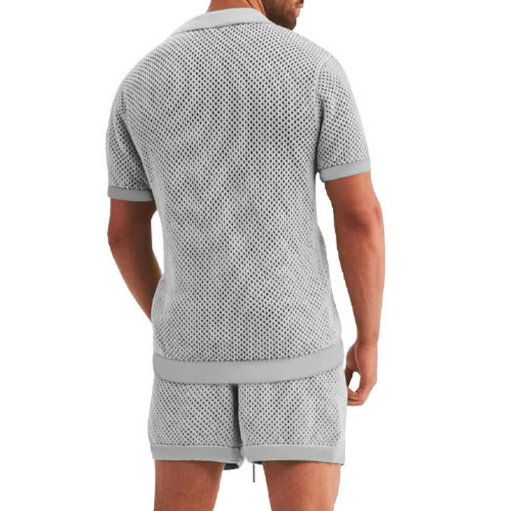 Zayn - Men's Lounge Set | Stylish Short-Sleeve Shirt & Shorts-Blue-S-State of Style