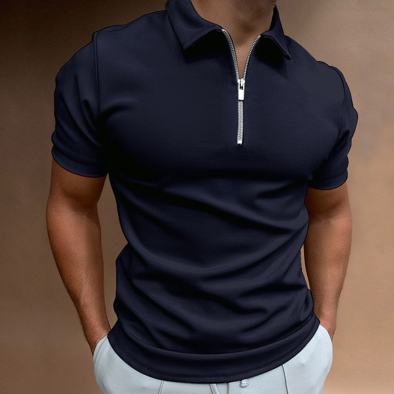 Zip-Up Polo Shirt - Oliver-Black-S-State of Style