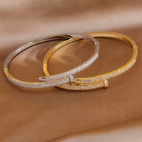 Zircon Nail Design Bracelet | Elegant and Sparkling-Silver-State of Style