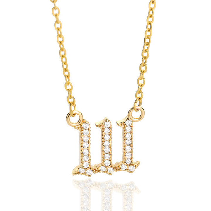 Zirconia Angel Numbers Necklace - Seraphina-Gold-111-State of Style