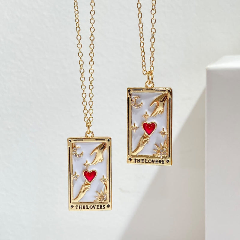 Zirconia Gold-Plated Tarot Drop Pendant Necklace - Amara-The Empress-State of Style