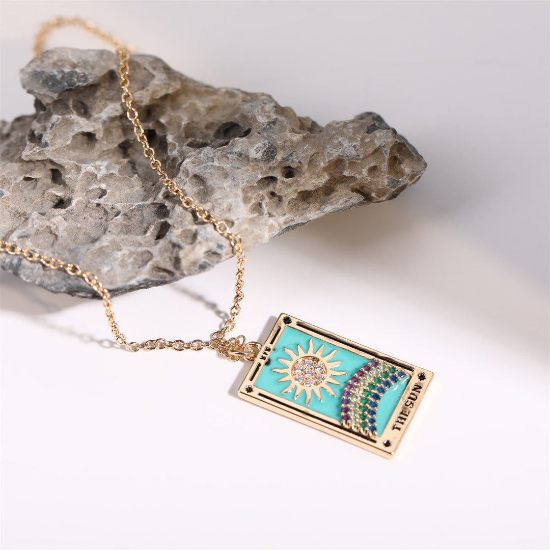 Zirconia Gold-Plated Tarot Drop Pendant Necklace - Amara-The Empress-State of Style