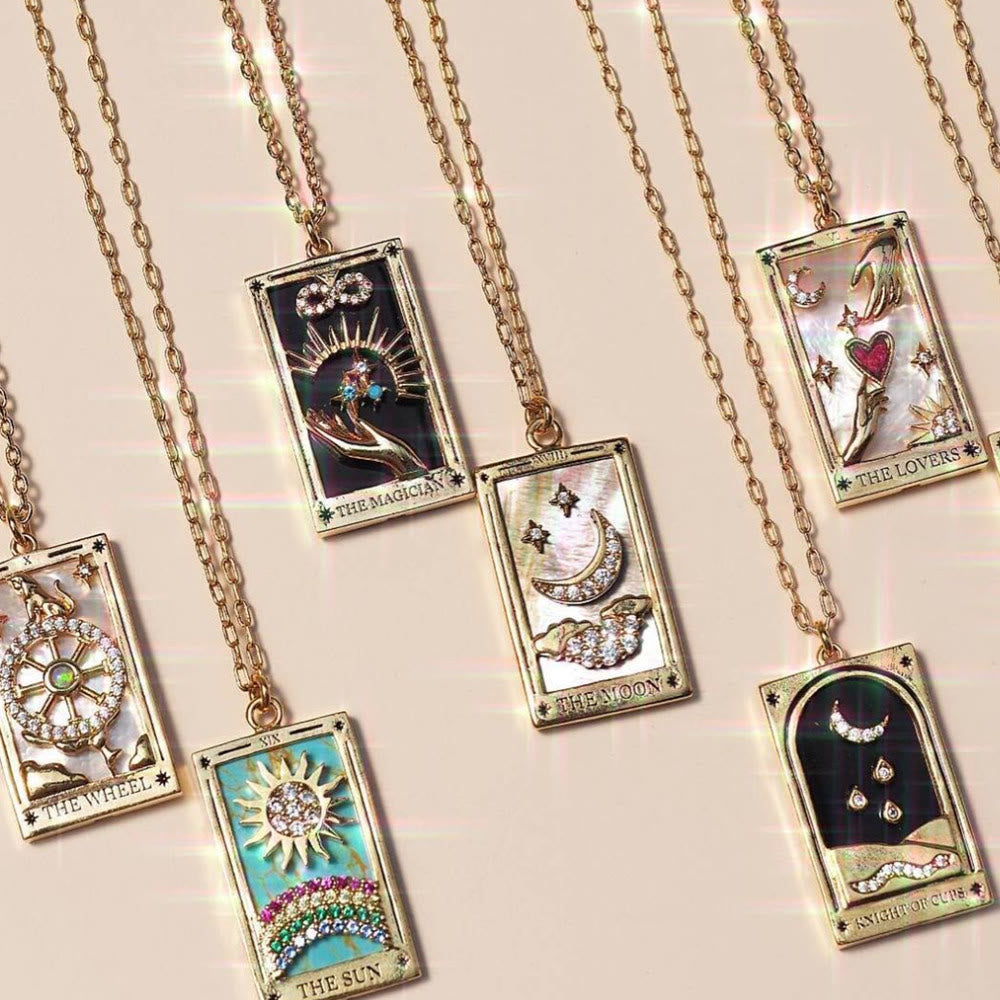 Zirconia Gold-Plated Tarot Drop Pendant Necklace - Amara-The Empress-State of Style
