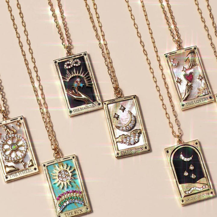 Zirconia Gold-Plated Tarot Drop Pendant Necklace - Amara-The Empress-State of Style