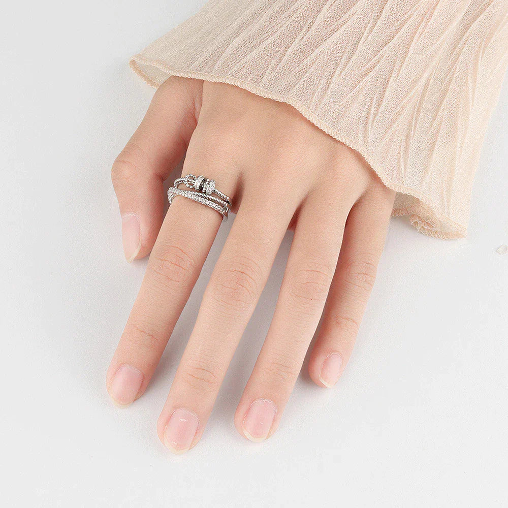 Zirconium Fidget Ring | Stress Relief Jewellery-Silver-State of Style
