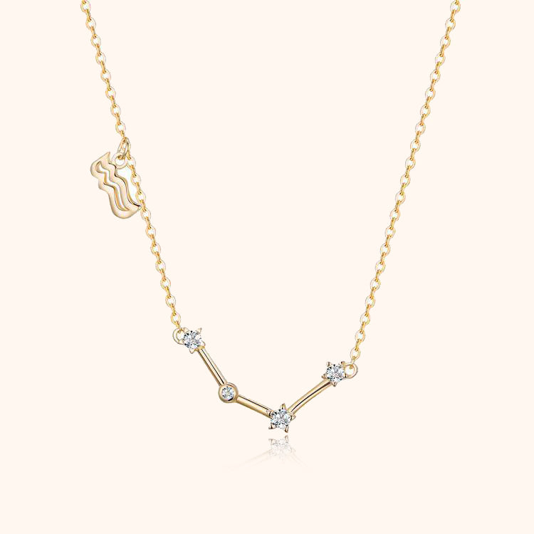 Zodiac Sign Astrology Necklace - Celestia-Gold-Aquarius-State of Style
