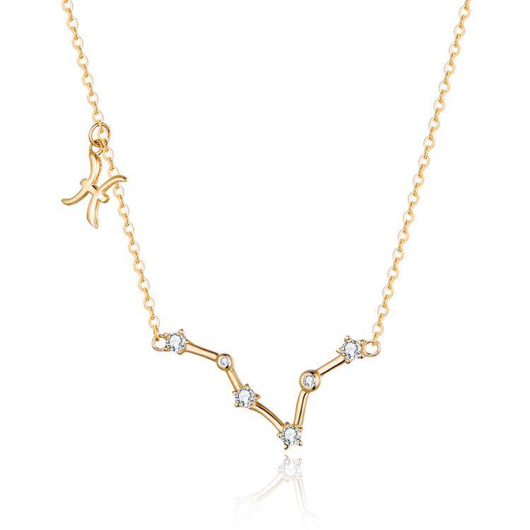 Zodiac Sign Astrology Necklace - Celestia-Gold-Pisces-State of Style