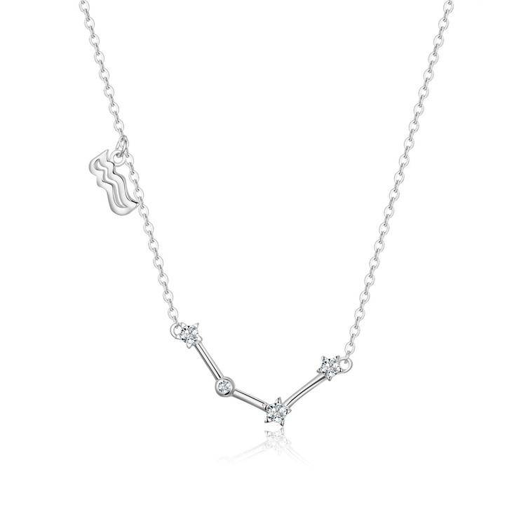 Zodiac Sign Astrology Necklace - Celestia-Silver-Aquarius-State of Style