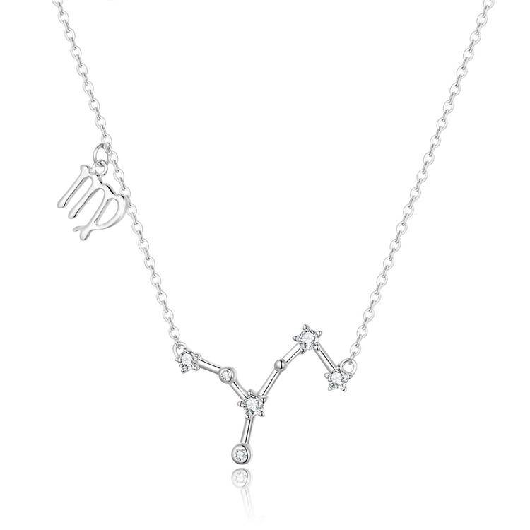 Zodiac Sign Astrology Necklace - Celestia-Silver-Virgo-State of Style