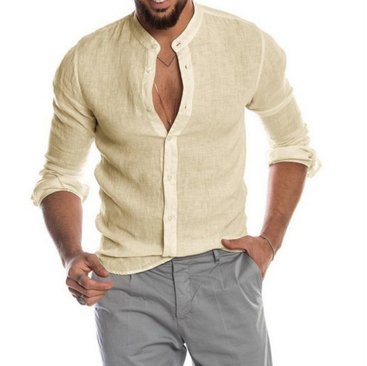Zoltan | Men's Summer Linen Shirt-Beige-M-State of Style