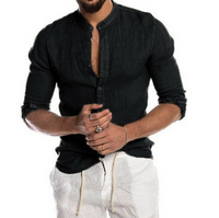 Zoltan | Men's Summer Linen Shirt-Black-M-State of Style