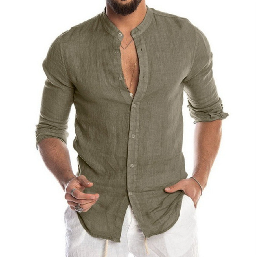 Zoltan | Men's Summer Linen Shirt-Green-M-State of Style